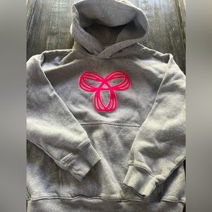 TNA hoodie gray sweatshirt with pink Applique sz S